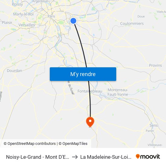 Noisy-Le-Grand - Mont D'Est to La Madeleine-Sur-Loing map