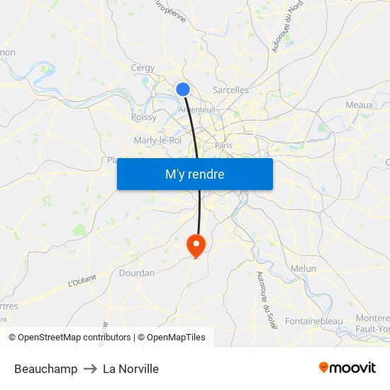 Beauchamp to La Norville map
