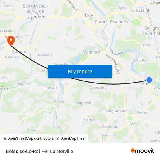 Boissise-Le-Roi to La Norville map