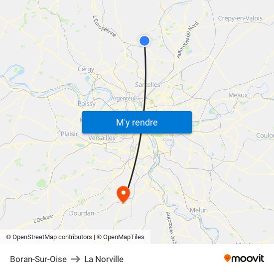 Boran-Sur-Oise to La Norville map