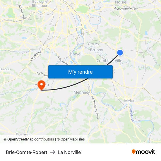 Brie-Comte-Robert to La Norville map