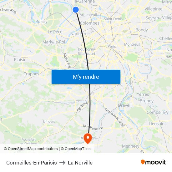 Cormeilles-En-Parisis to La Norville map