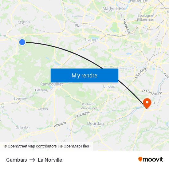 Gambais to La Norville map