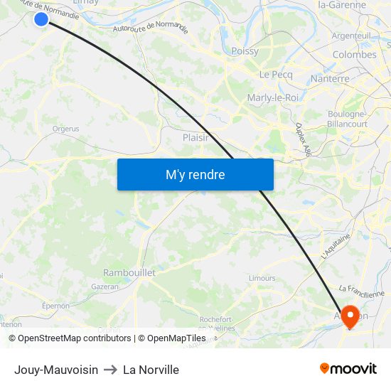 Jouy-Mauvoisin to La Norville map