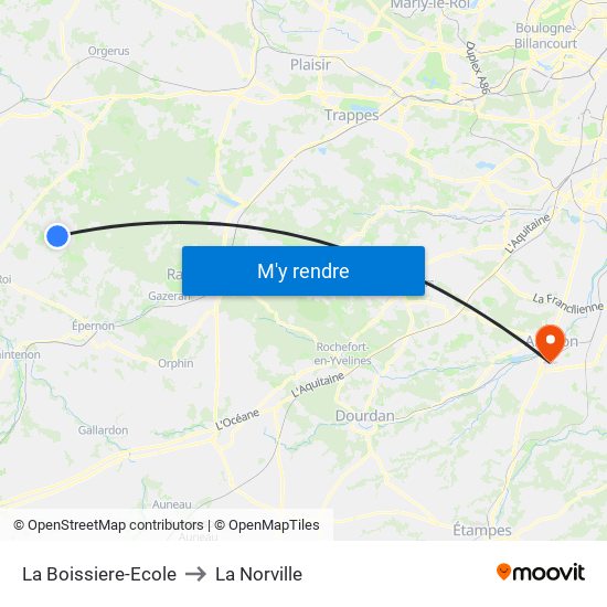 La Boissiere-Ecole to La Norville map