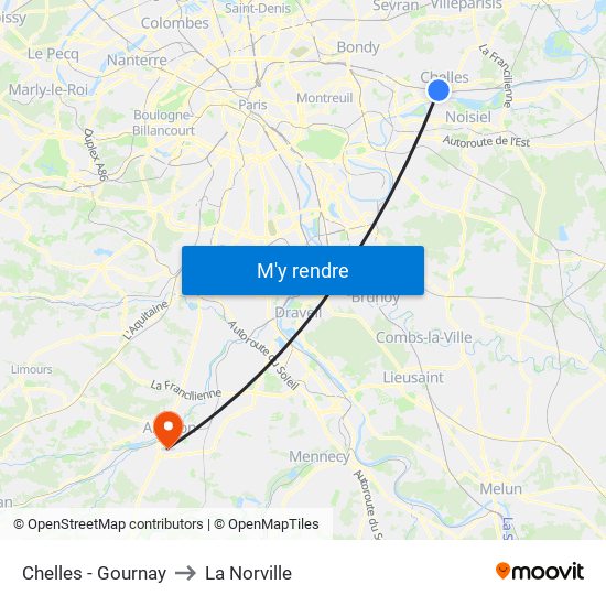 Chelles - Gournay to La Norville map