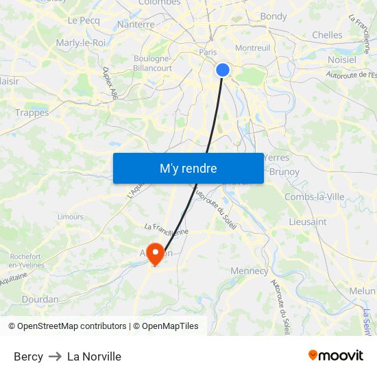 Bercy to La Norville map