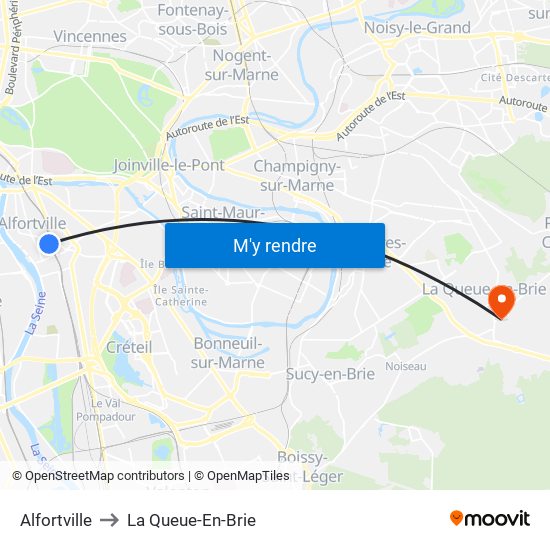 Alfortville to La Queue-En-Brie map