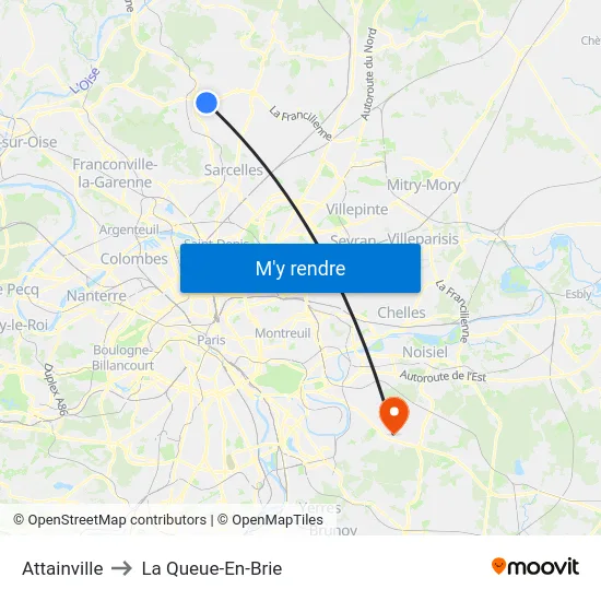 Attainville to La Queue-En-Brie map