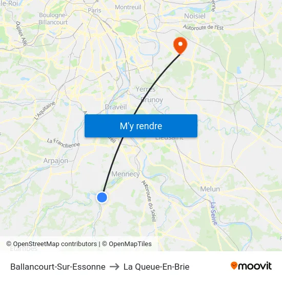 Ballancourt-Sur-Essonne to La Queue-En-Brie map