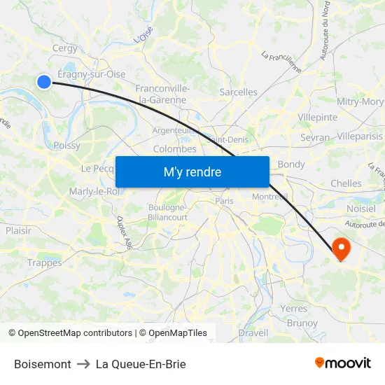 Boisemont to La Queue-En-Brie map