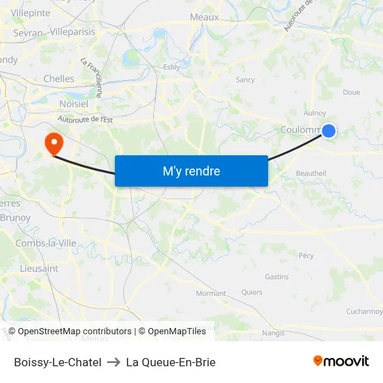 Boissy-Le-Chatel to La Queue-En-Brie map