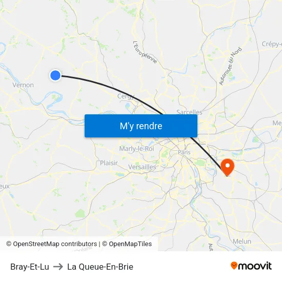 Bray-Et-Lu to La Queue-En-Brie map