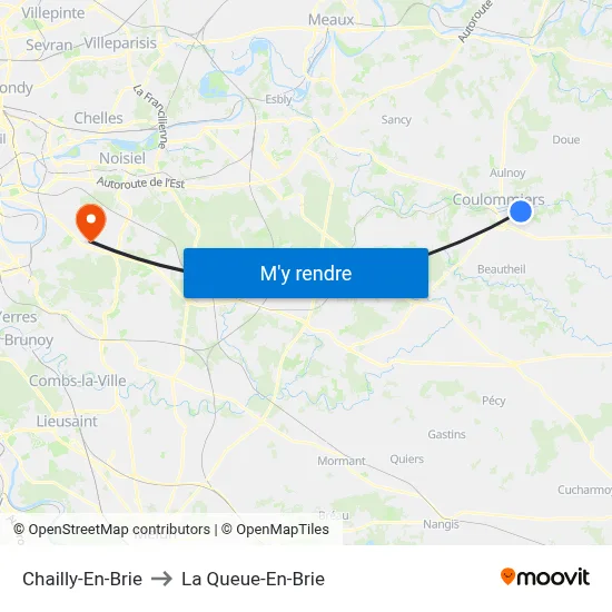 Chailly-En-Brie to La Queue-En-Brie map