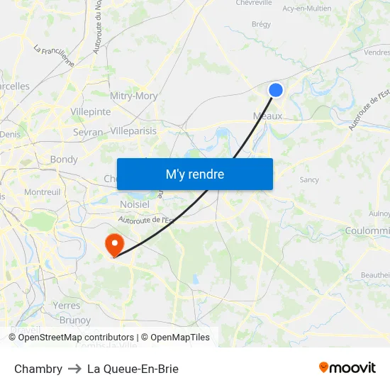 Chambry to La Queue-En-Brie map