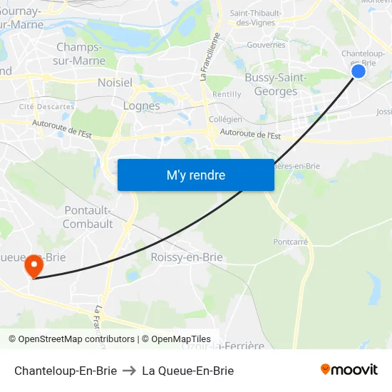 Chanteloup-En-Brie to La Queue-En-Brie map