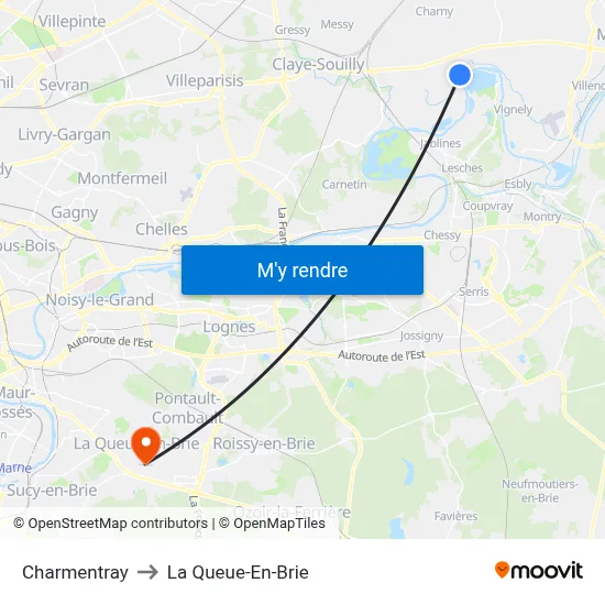 Charmentray to La Queue-En-Brie map
