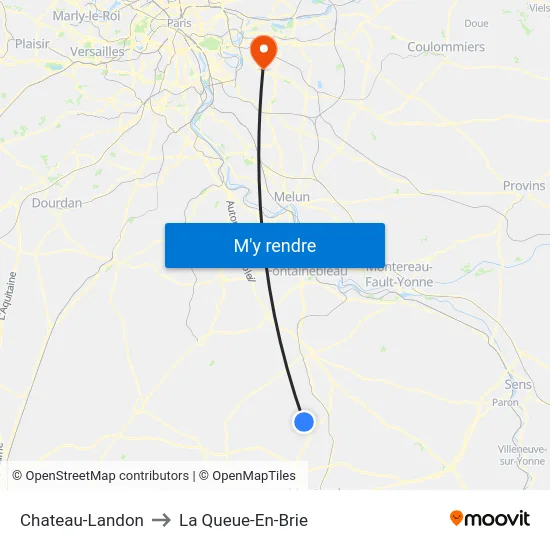 Chateau-Landon to La Queue-En-Brie map