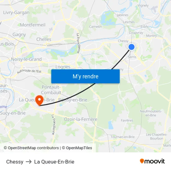 Chessy to La Queue-En-Brie map