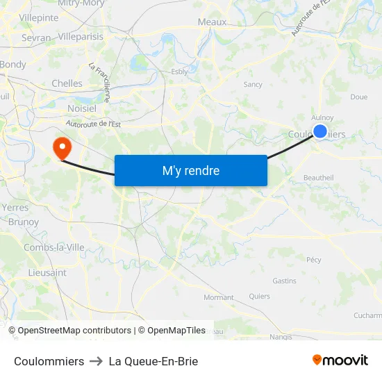 Coulommiers to La Queue-En-Brie map