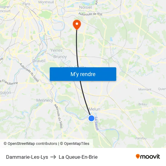Dammarie-Les-Lys to La Queue-En-Brie map