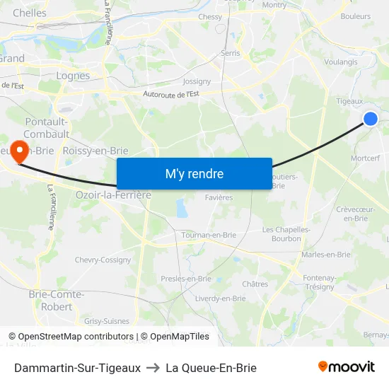 Dammartin-Sur-Tigeaux to La Queue-En-Brie map