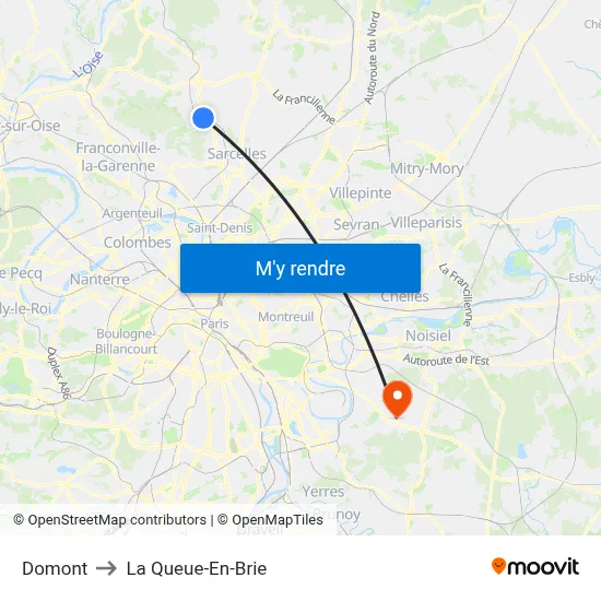 Domont to La Queue-En-Brie map