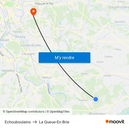 Echouboulains to La Queue-En-Brie map