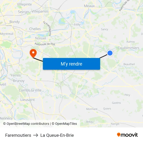 Faremoutiers to La Queue-En-Brie map