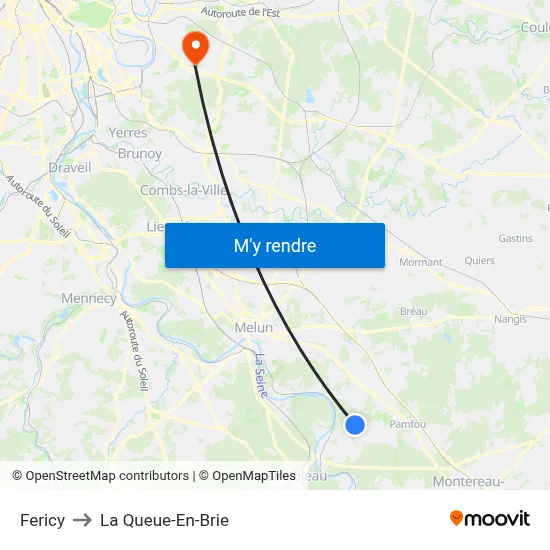 Fericy to La Queue-En-Brie map