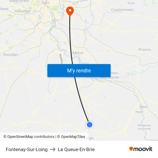 Fontenay-Sur-Loing to La Queue-En-Brie map
