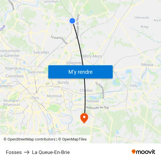 Fosses to La Queue-En-Brie map