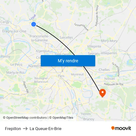 Frepillon to La Queue-En-Brie map