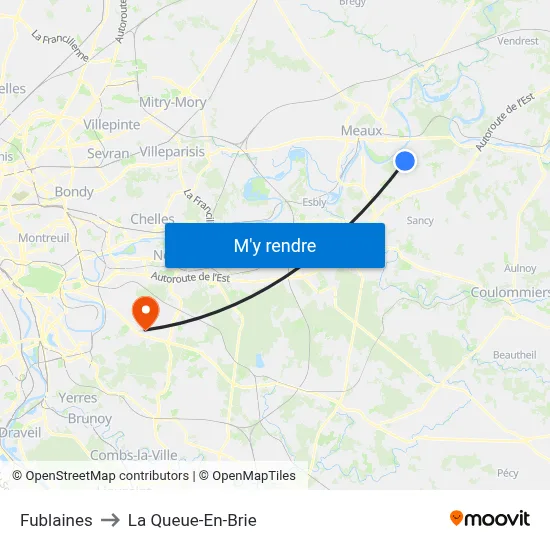 Fublaines to La Queue-En-Brie map