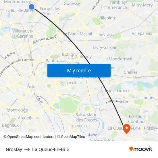 Groslay to La Queue-En-Brie map