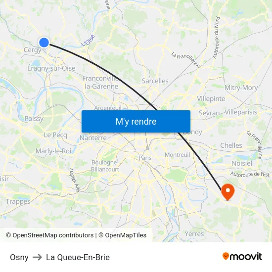 Osny to La Queue-En-Brie map