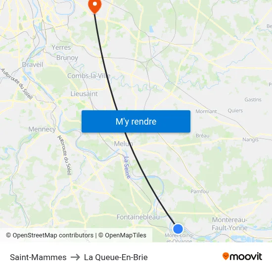 Saint-Mammes to La Queue-En-Brie map