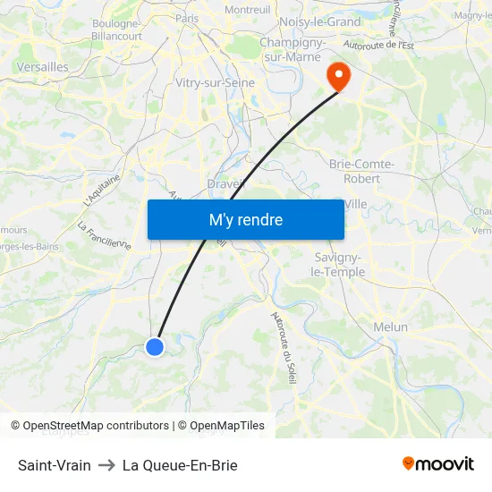 Saint-Vrain to La Queue-En-Brie map