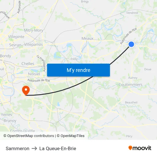 Sammeron to La Queue-En-Brie map