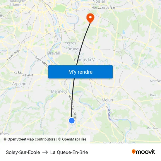 Soisy-Sur-Ecole to La Queue-En-Brie map