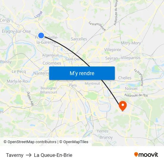 Taverny to La Queue-En-Brie map
