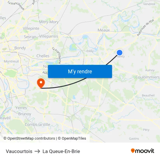 Vaucourtois to La Queue-En-Brie map