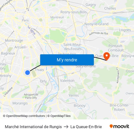 Marché International de Rungis to La Queue-En-Brie map