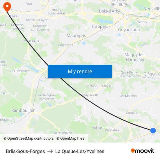 Briis-Sous-Forges to La Queue-Les-Yvelines map