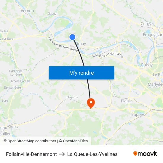 Follainville-Dennemont to La Queue-Les-Yvelines map