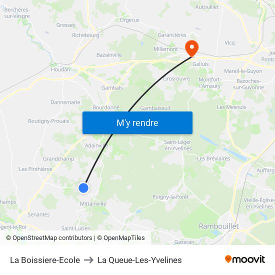 La Boissiere-Ecole to La Queue-Les-Yvelines map