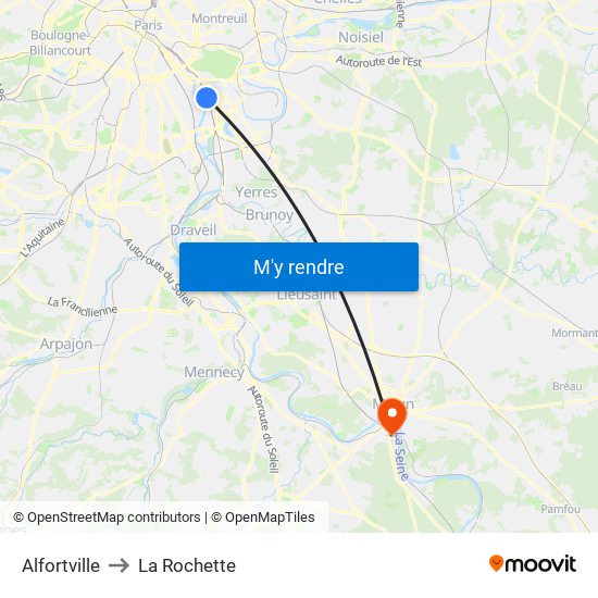 Alfortville to La Rochette map