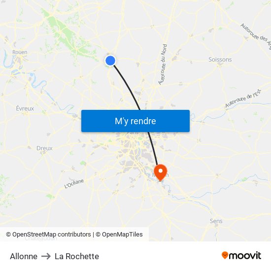 Allonne to La Rochette map