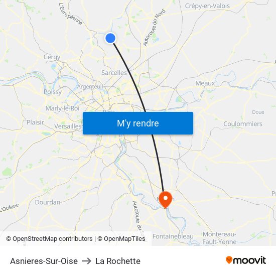 Asnieres-Sur-Oise to La Rochette map