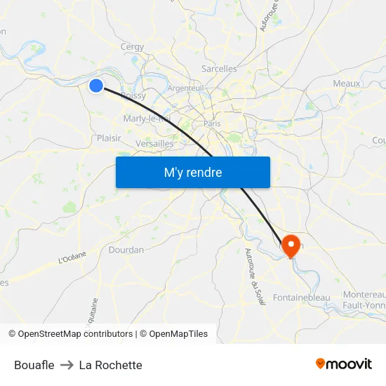 Bouafle to La Rochette map